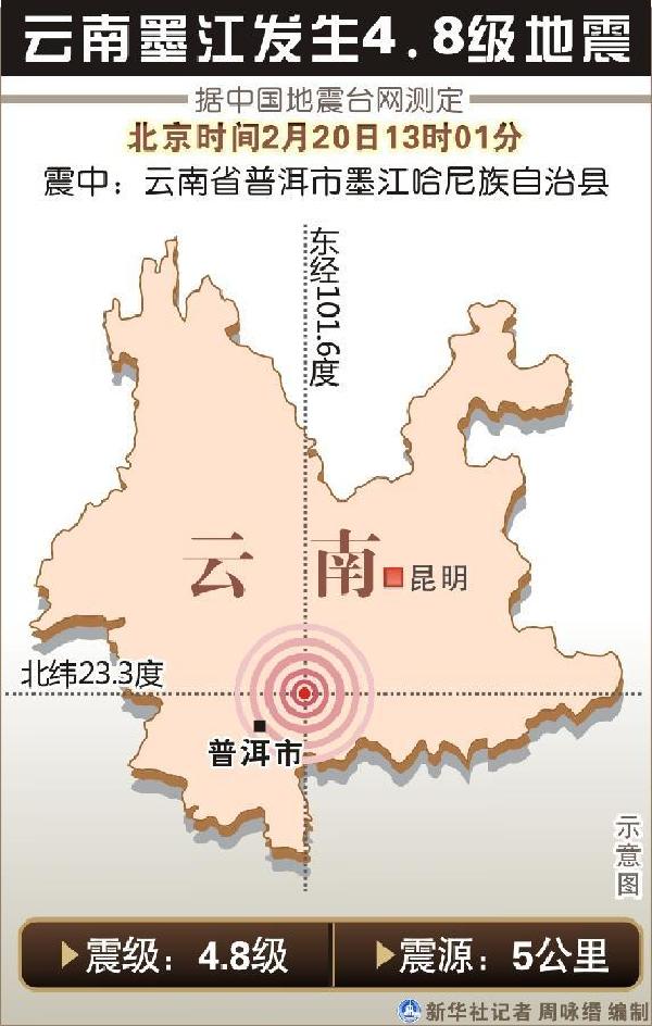 （图表）[地震]云南墨江发生4.8级地震